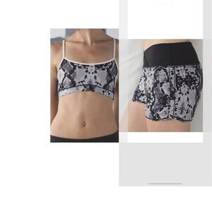 Lululemon Sunset Salutation Shorts  and bra Ziggy Snake Print size 4